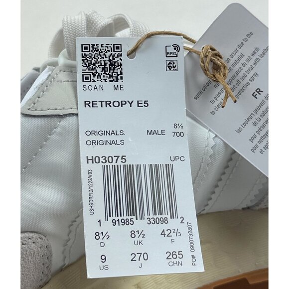 Adidas Retropy E5 Mens White Gray Gum Boost Shoes Sneakers Athletic H03075 - Picture 9 of 12